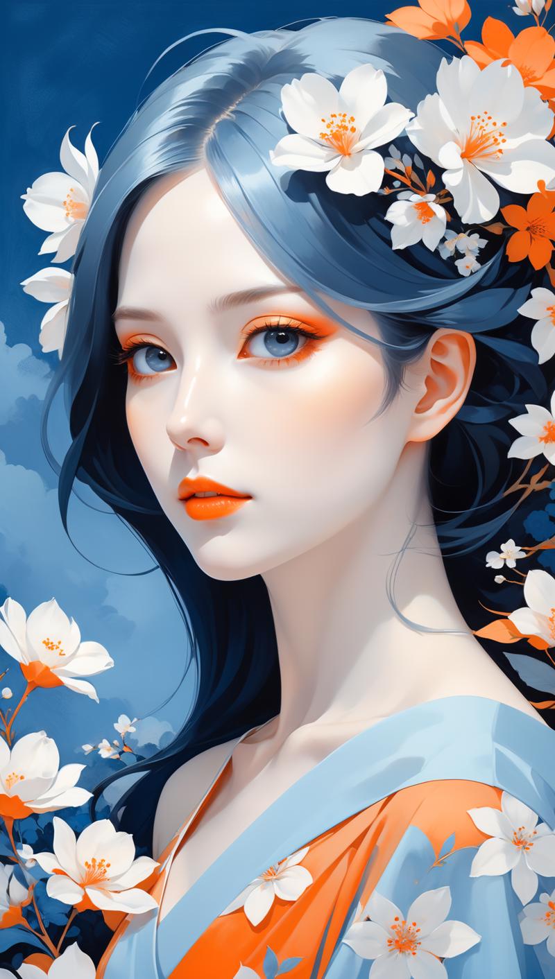 02126-3661641026-a beautiful picture of a pale woman 33yo with white flowers on her face, in the style of monochromatic paintings, light sky-blue.png